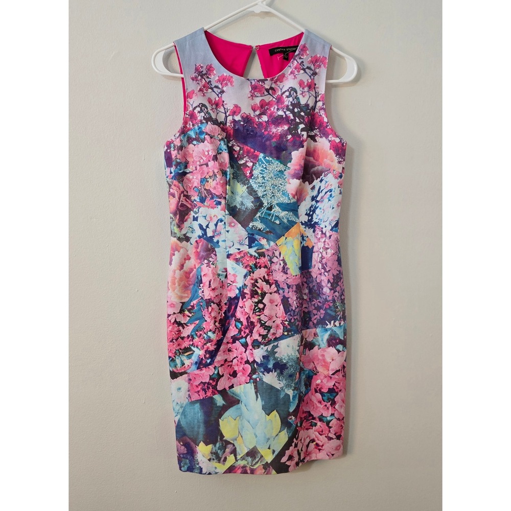 Cynthia Steffe Dress Floral Sheath Womens 4 Sleeveless